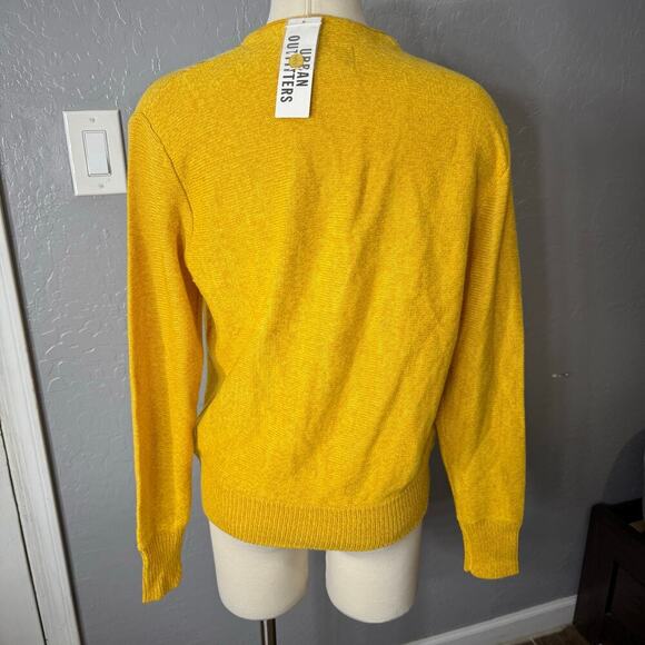 BDG Augusta Oversized V-Neck Boyfriend Cardigan, Yellow XS Product Sku 95895470 - Picture 2 of 4